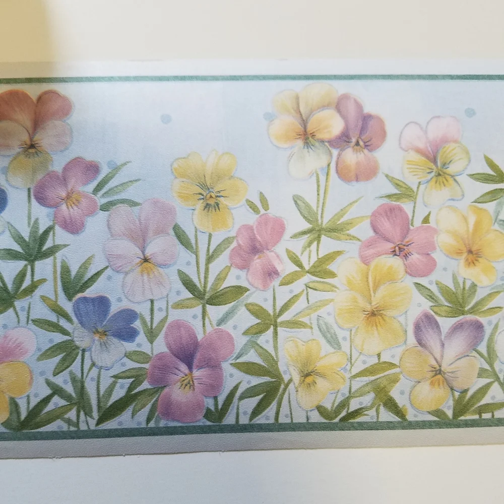 Wallpaper Border Pastel Pansy Violet Trail